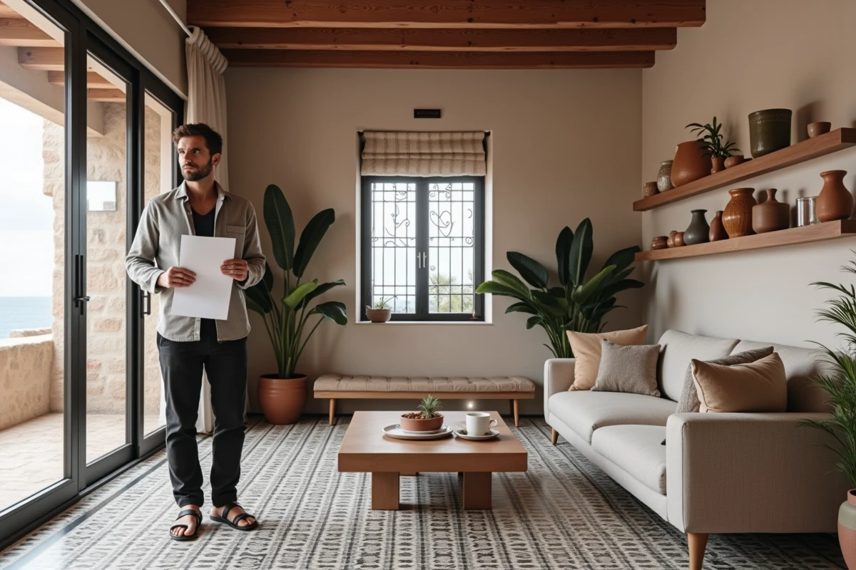 Appartement meublé en location longue durée à Essaouira avec zellige traditionnel et vue sur l'Atlantique