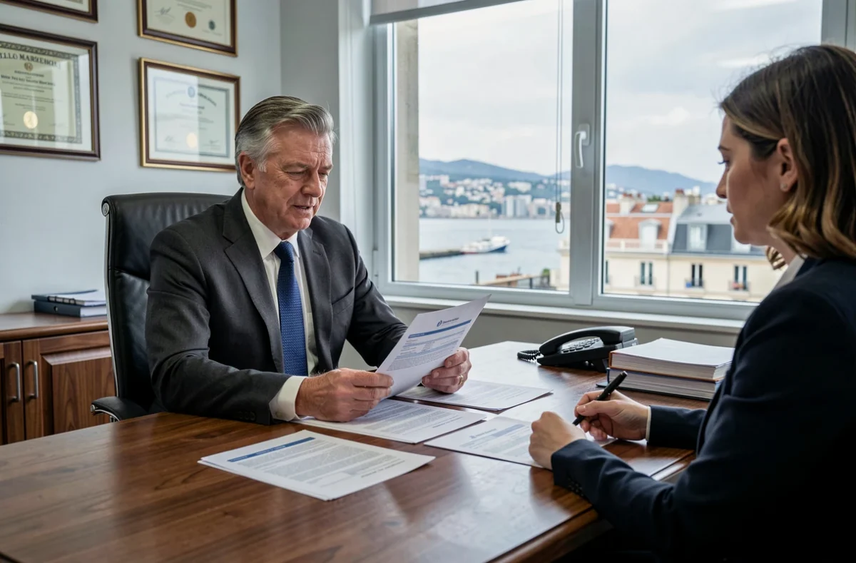 Courtier de La Centrale du Financement Marseille examinant des propositions de prêt avec une cliente