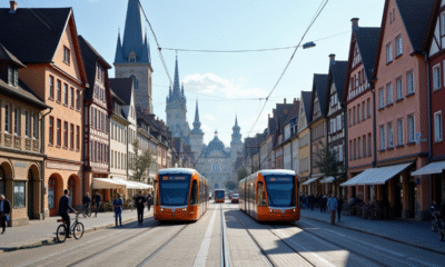 Centre historique de Strasbourg avec tram et maisons à colombages