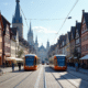 Centre historique de Strasbourg avec tram et maisons à colombages