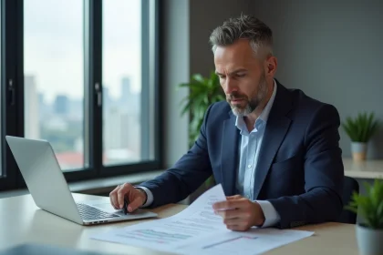 Conseiller immobilier Orpi Invest Immo examinant des documents de placement immobilier dans un bureau moderne en 2026