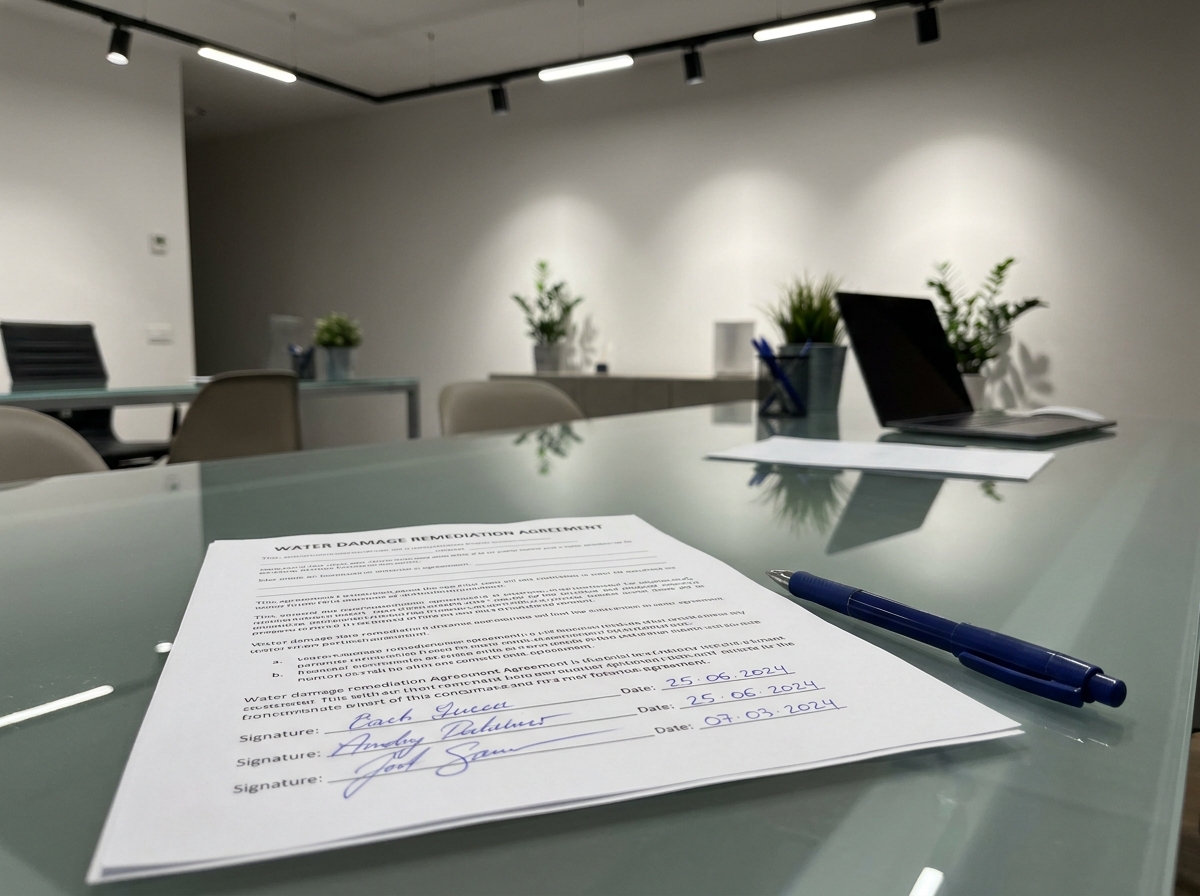 Formulaire de constat amiable dégât des eaux imprimé posé près d'un stylo