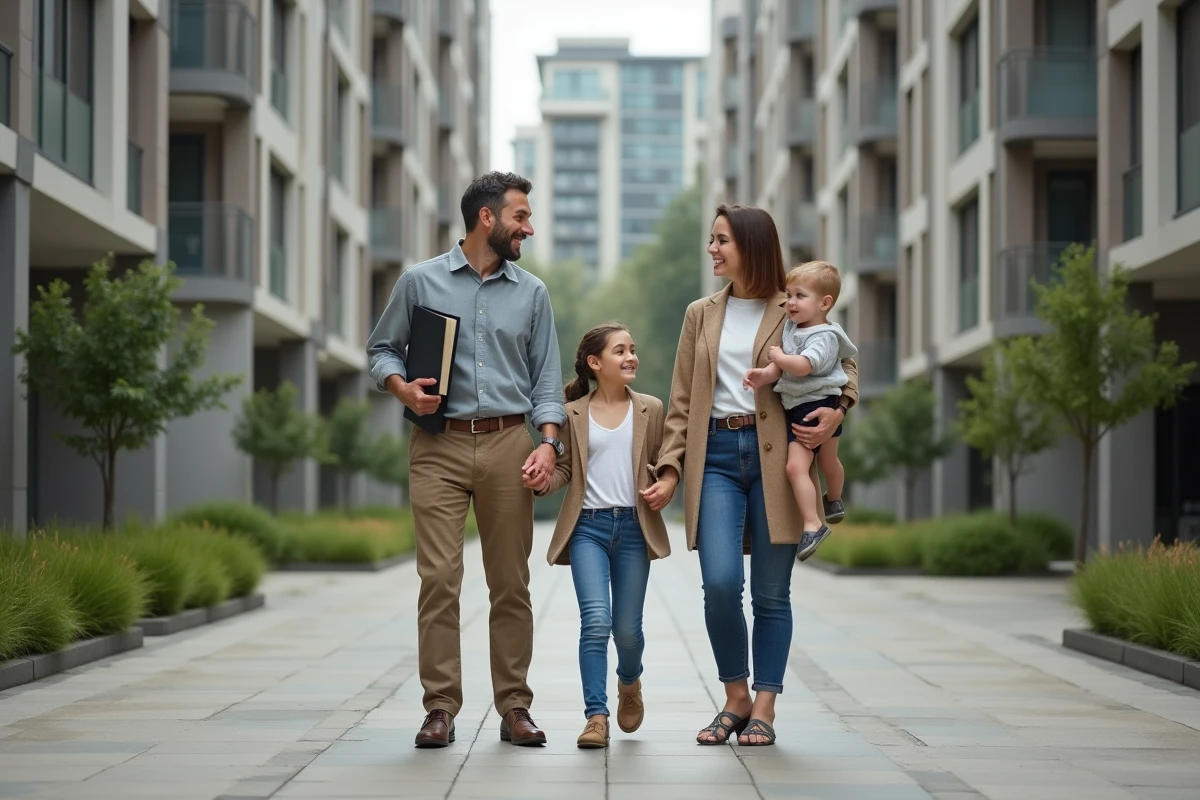 Famille accueillie par une femme dans une résidence sociale