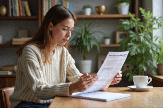 Femme étudie un calendrier de remboursement immobilier