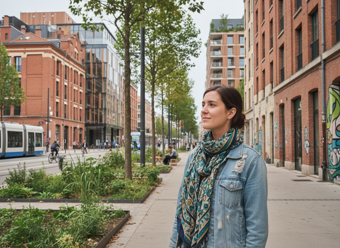 Jeune femme dans le quartier Cartoucherie de Toulouse