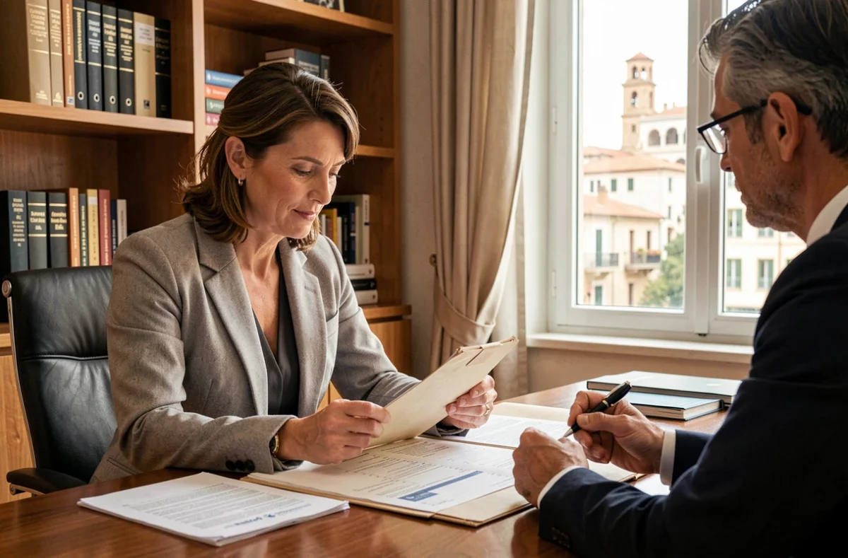 Consultante Finance Conseil Marseille révisant un dossier de prêt immobilier avec un client