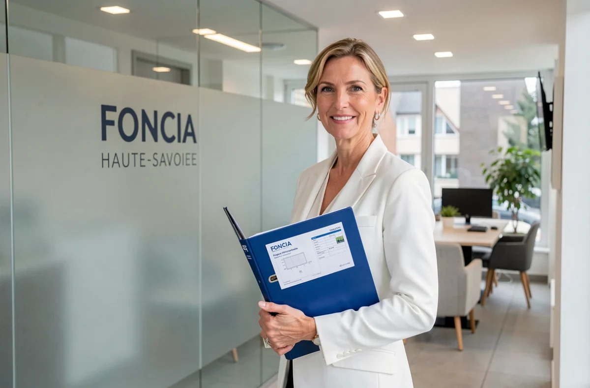 Professionnelle de l'agence Foncia dans une agence immobilière et syndic en Haute-Savoie