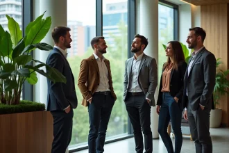 Groupe de travailleurs de bureau divers dans un espace moderne