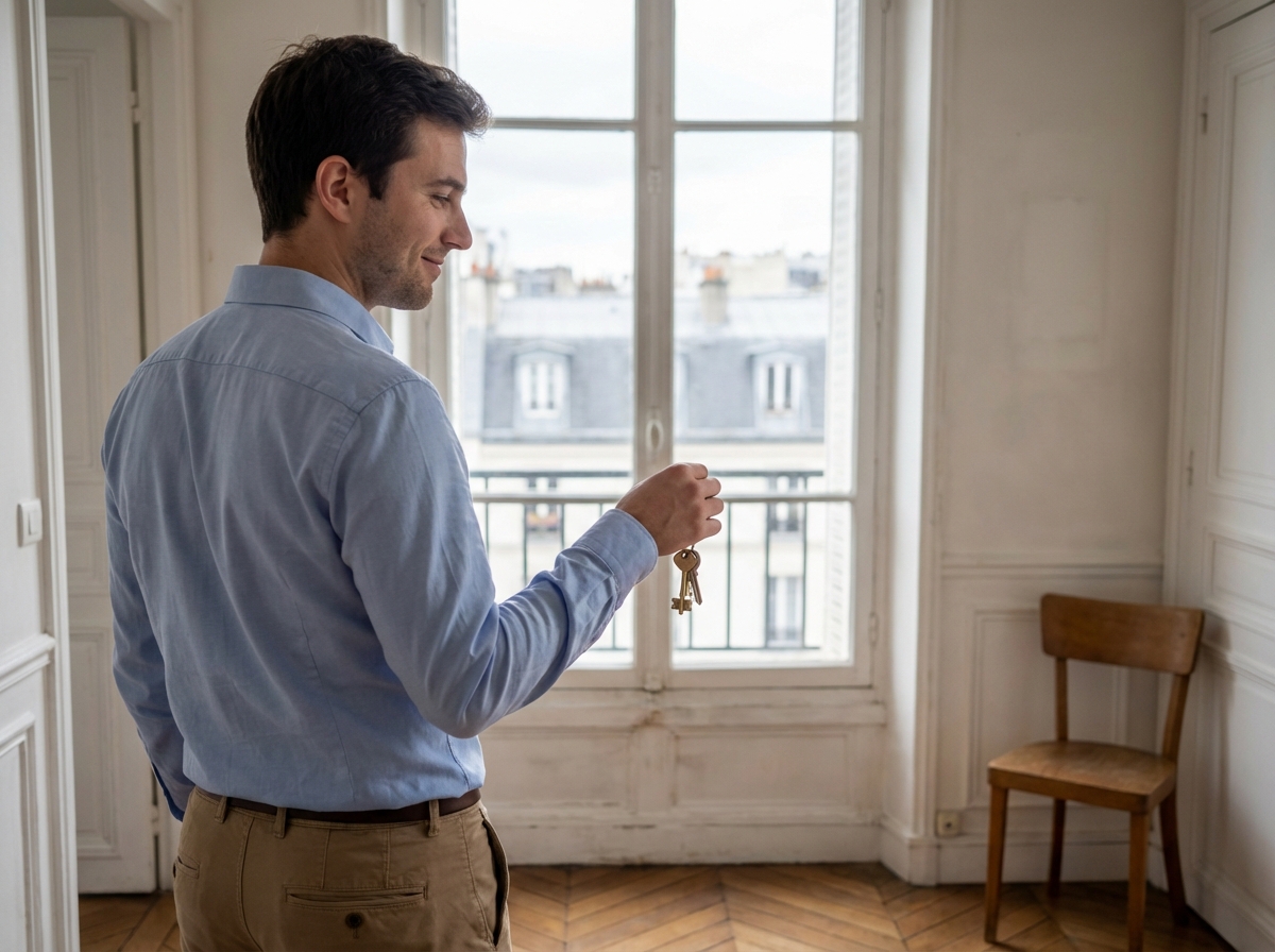 Jeune homme regardant par la fenêtre d