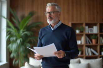 Homme d'âge moyen en lecture dans un salon moderne