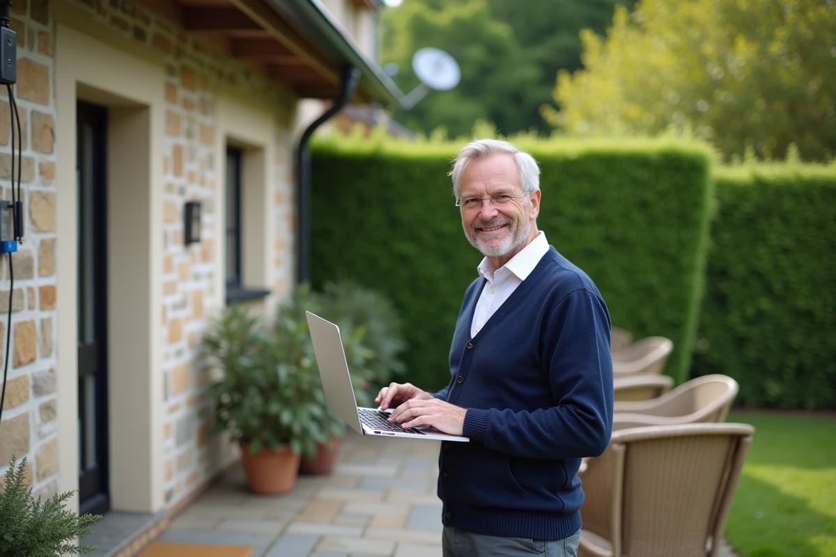 Homme sur la terrasse d