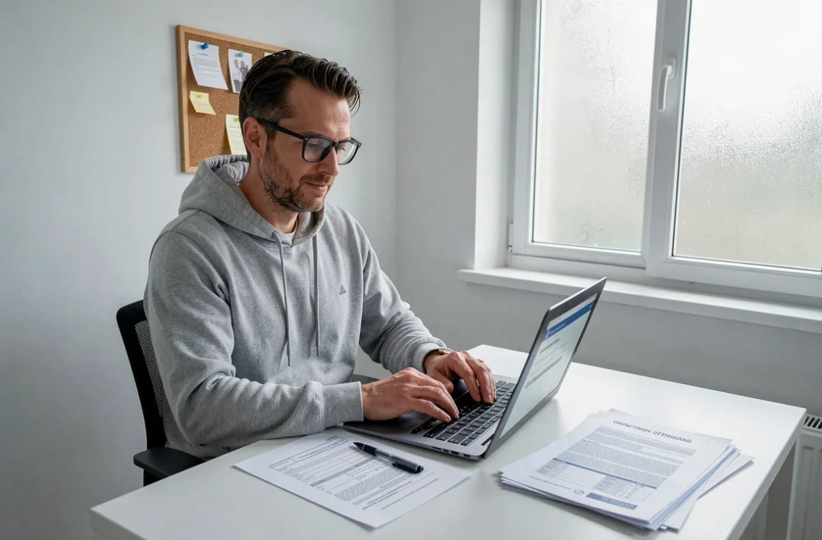 Locataire complétant une demande d'assurance habitation en ligne avec son contrat de bail