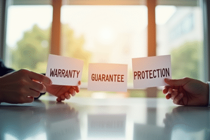 Trois mains tenant des documents de garantie et protection