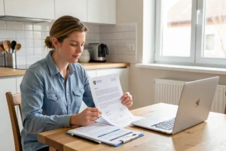 Particulier lisant un courrier de convocation à une expertise d'assurance
