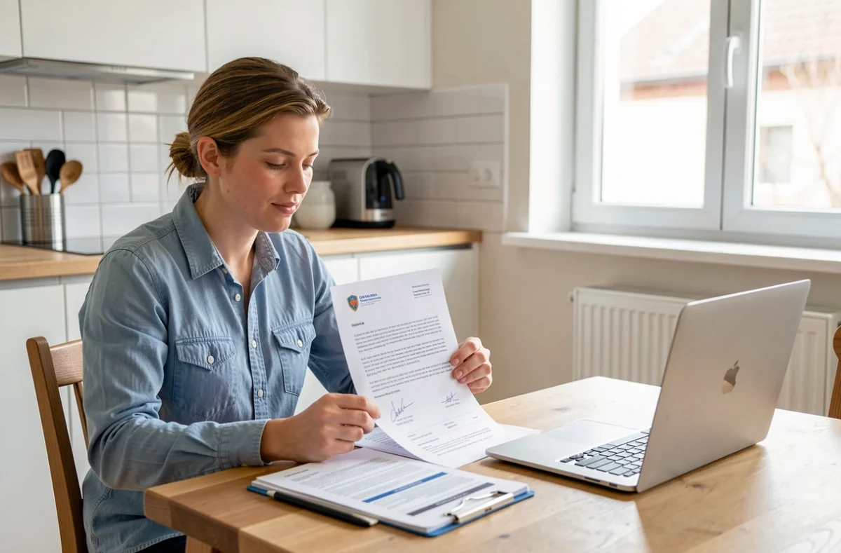 Particulier lisant un courrier de convocation à une expertise d'assurance